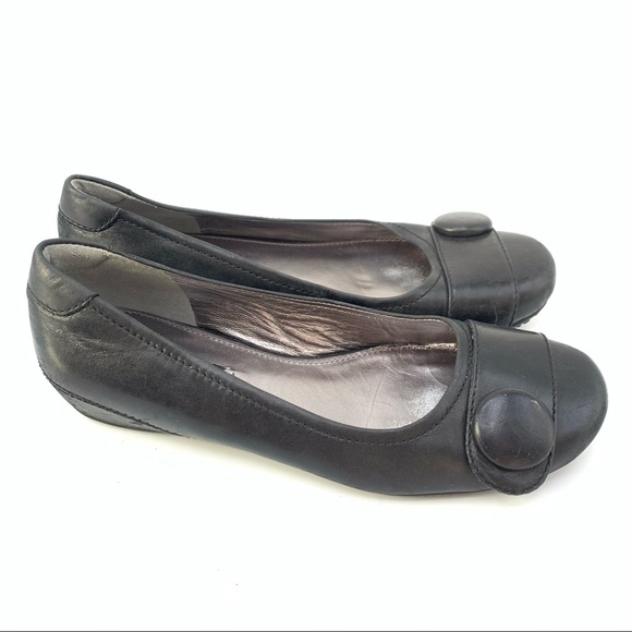 Ecco Black Leather Flats Size 37 - Picture 2 of 6